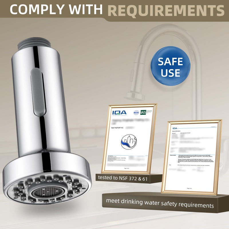 Angle Simple Faucet Head Replacement, Male Thread Type G 1/2 or 13/16 Inch, Tested to NSF/ANSI/CAN 61 & 372, Kitchen Sink Sprayer, Stream and Spray Mode, Chrome - Image 5